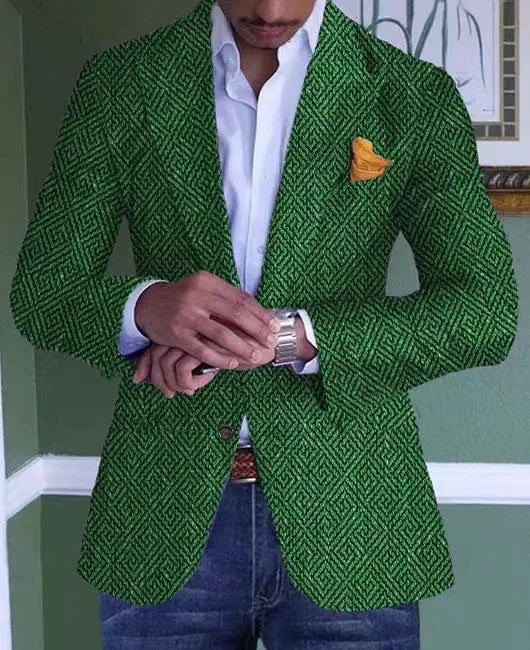 Men's Plaid Casual Blazer Grid Print