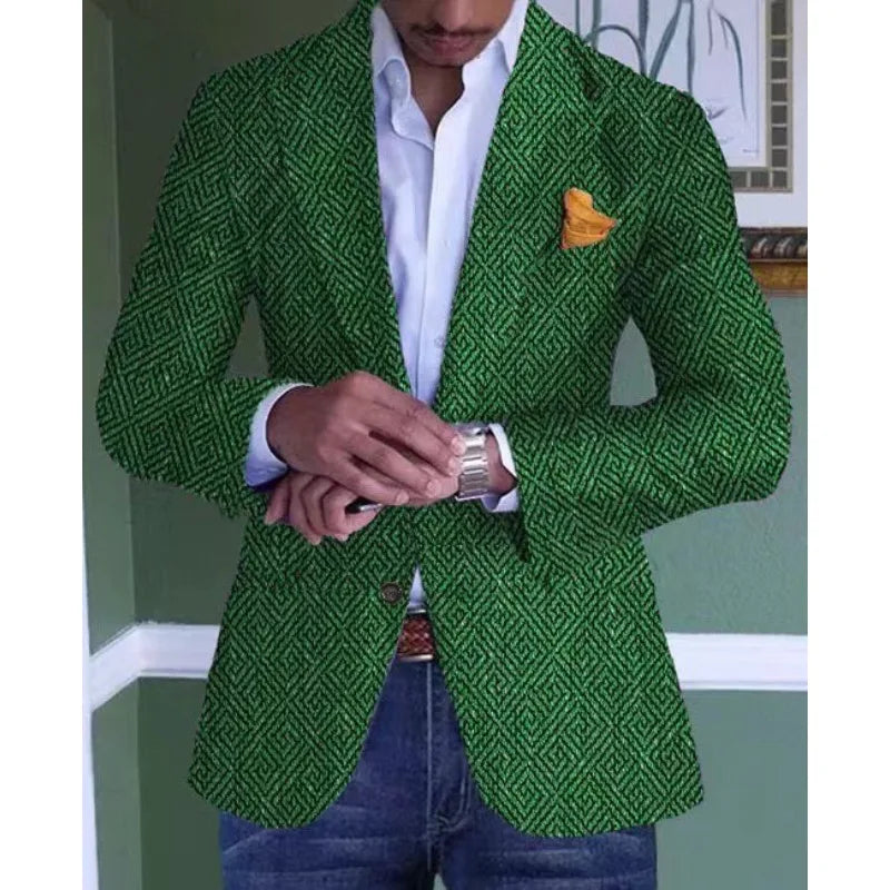 Men's Plaid Casual Blazer Grid Print