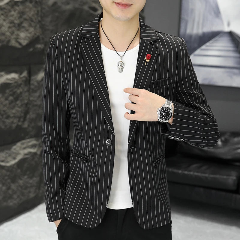 Stripe Outdoor British Style Casual Blazer