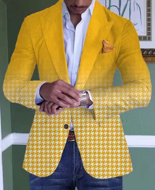 Men's Plaid Casual Blazer Grid Print