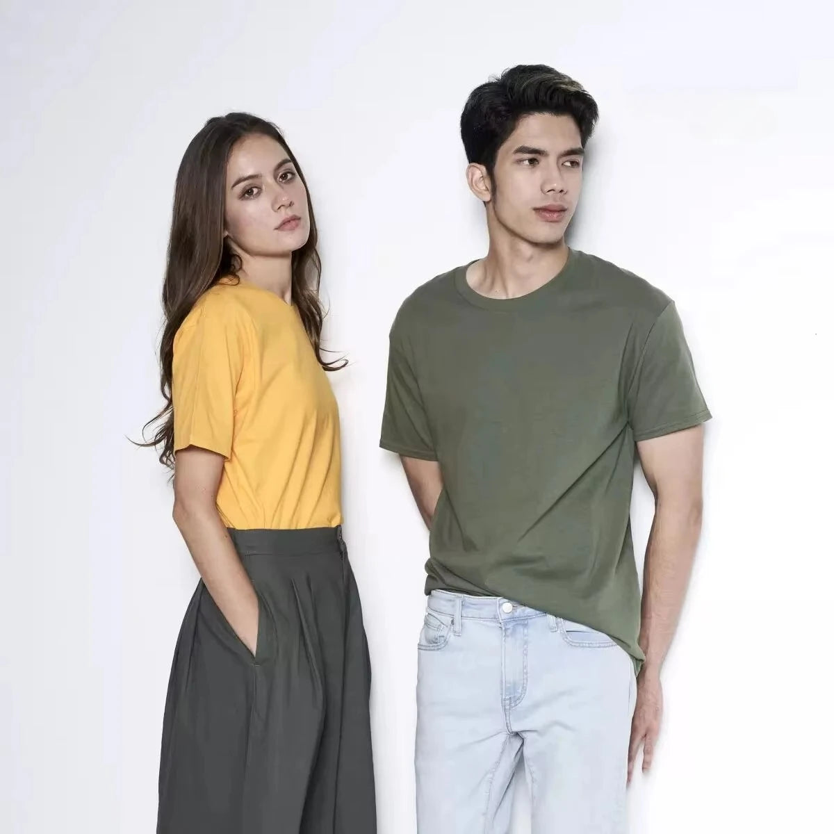 100% Cotton Men's T-Shirt O-Neck Solid Color