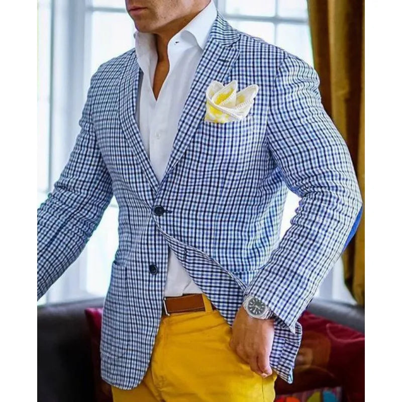 Men's Plaid Casual Blazer Grid Print
