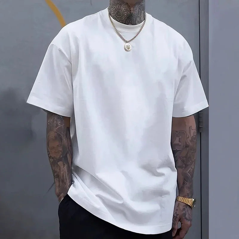 Cotton Hot Mens T-shirt Solid Color