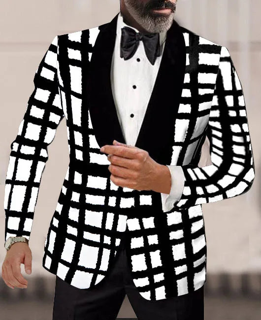 Men's Plaid Casual Blazer Grid Print