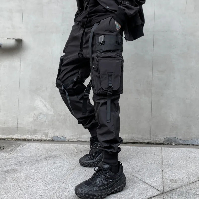 Multi-pockets Ribbons Bandage Cargo Pants