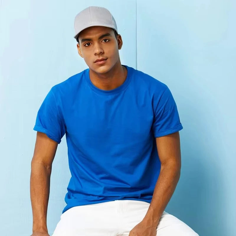 100% Cotton Men's T-Shirt O-Neck Solid Color