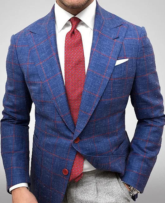 Men's Plaid Casual Blazer Grid Print