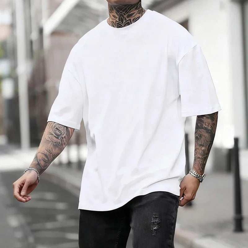 Cotton Hot Mens T-shirt Solid Color