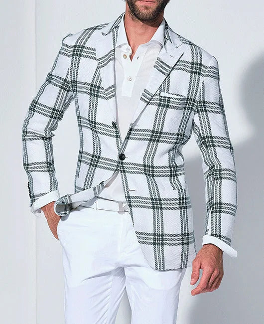 Men's Plaid Casual Blazer Grid Print