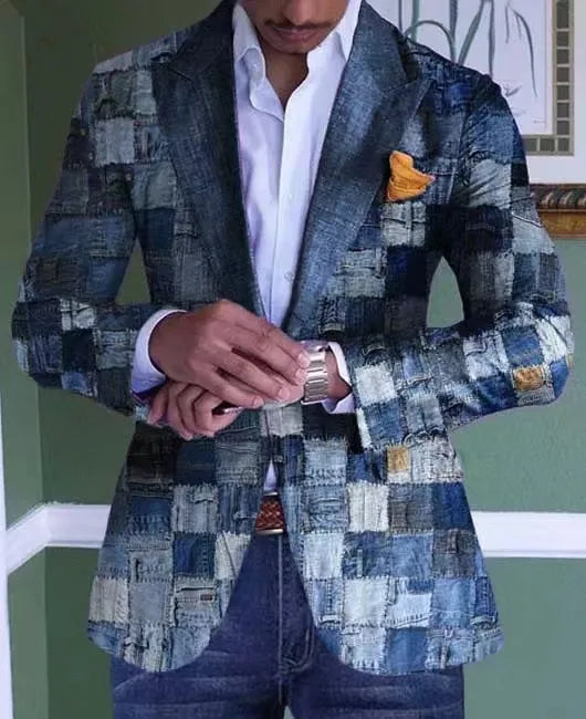 Men's Plaid Casual Blazer Grid Print