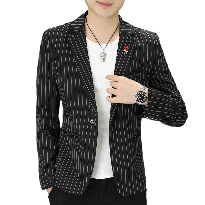 Stripe Outdoor British Style Casual Blazer