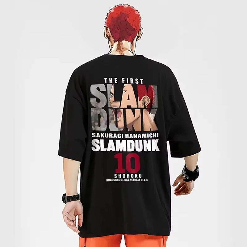 Men Anime Slam Dunk Print T-Shirt