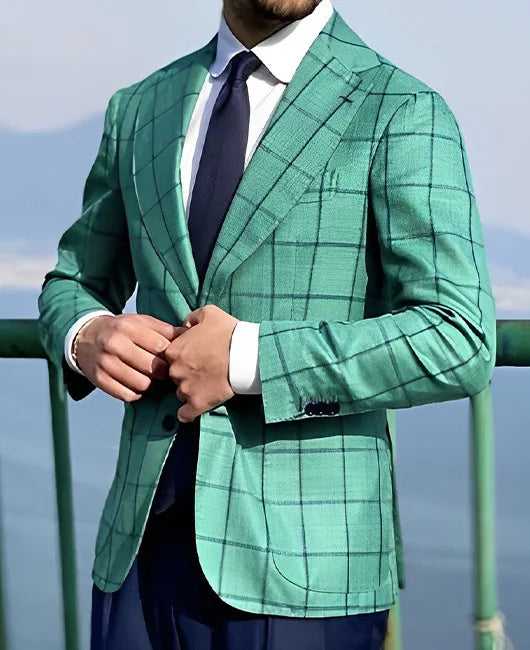 Men's Plaid Casual Blazer Grid Print