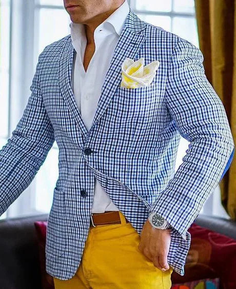 Men's Plaid Casual Blazer Grid Print