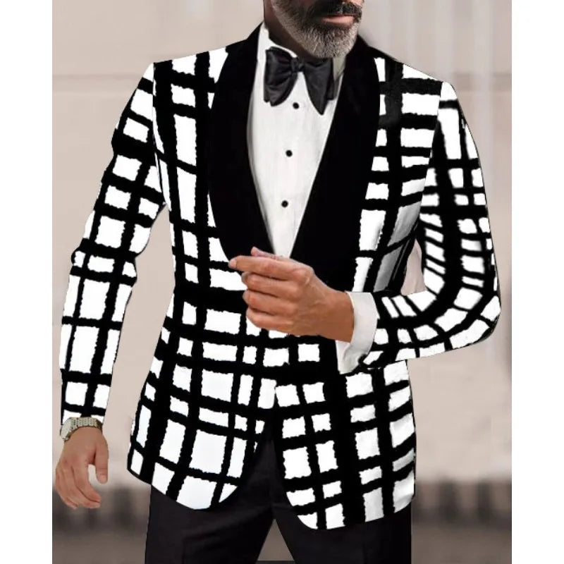 Men's Plaid Casual Blazer Grid Print