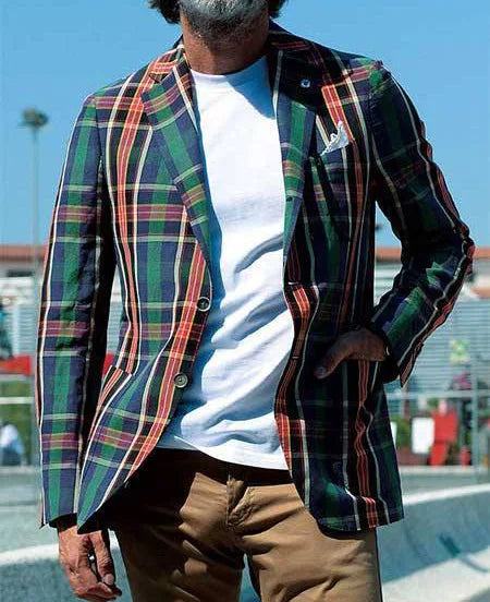 Men's Plaid Casual Blazer Grid Print