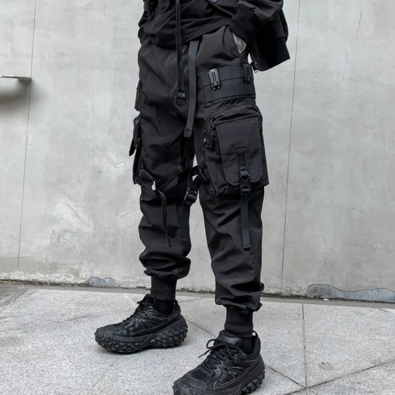 Multi-pockets Ribbons Bandage Cargo Pants