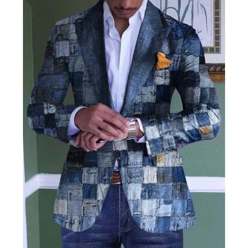 Men's Plaid Casual Blazer Grid Print