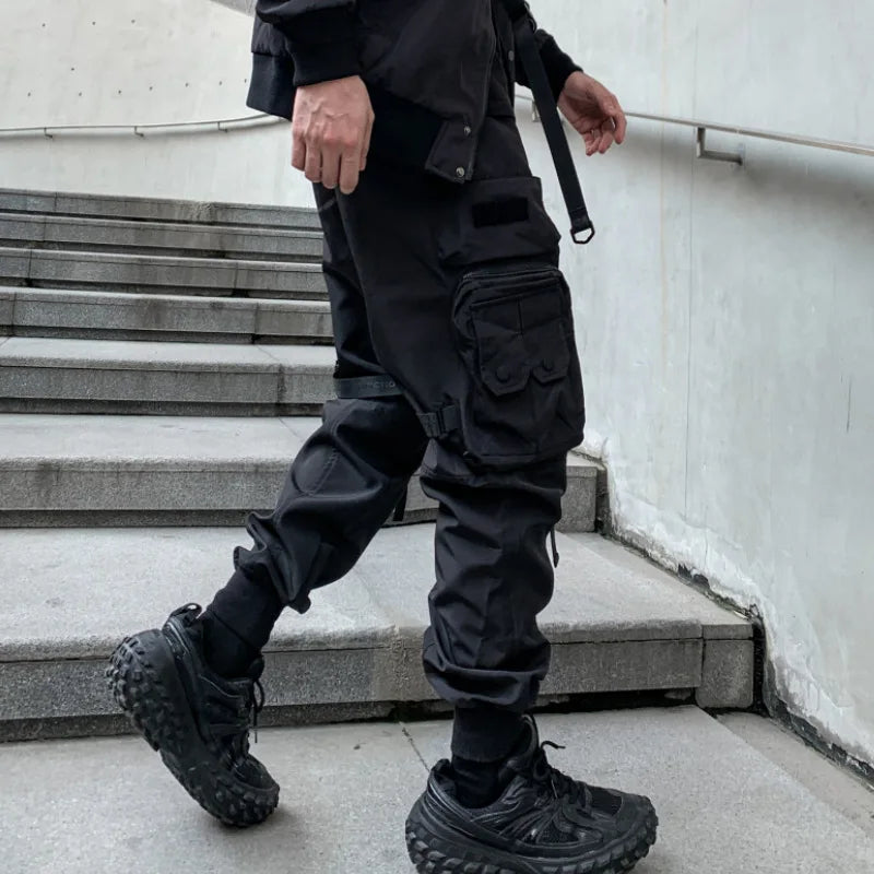 Multi-pockets Ribbons Bandage Cargo Pants